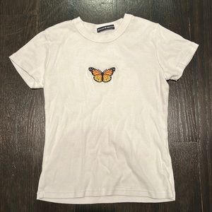 Brandy Melville white t-shirt with butterfly